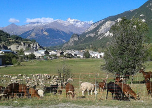 Entrée du village de Lanslebourg en Haute Maurienne